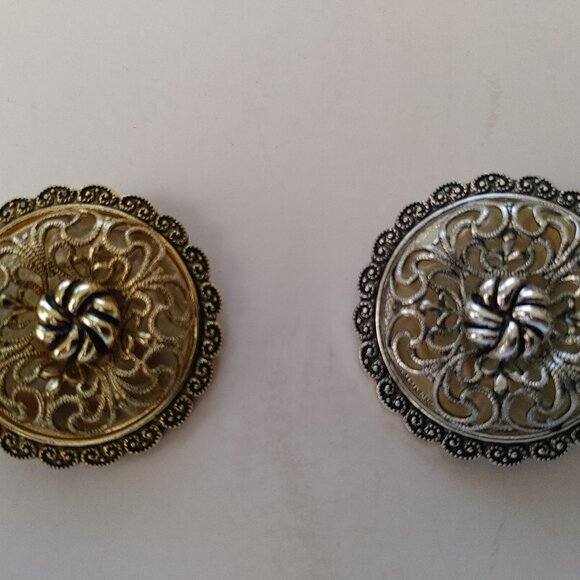 Vintage Scarf Clips (2) (Gold & Silver Tones) Stamped with W. Germany - Picture 7 of 7